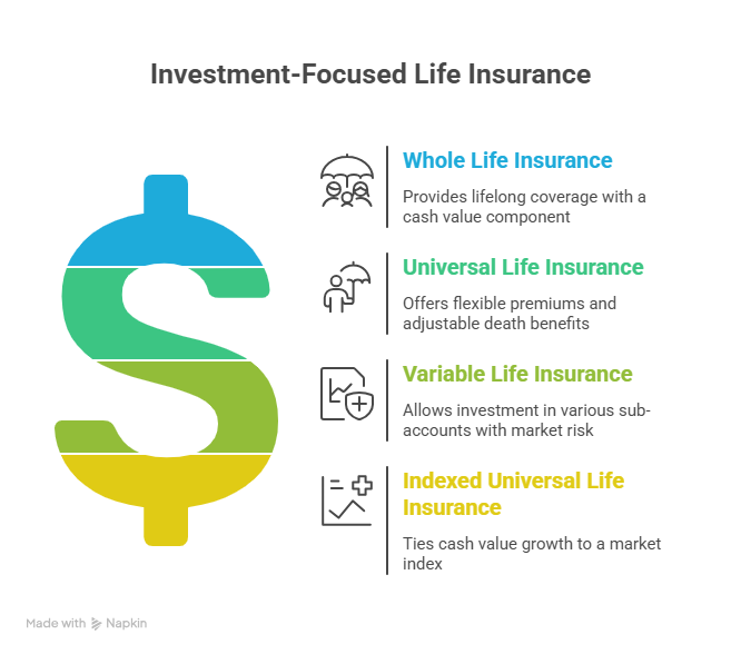 Types of Life Insurance Commonly Used for Investment - visual selection